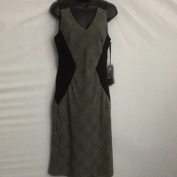 NWT Iris Setlawke Plaid & Leather Wiggle Dress 4 -  www.rajagirimanappuram.com